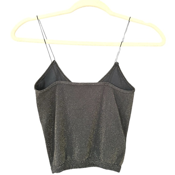 Free People Intimately Navy Blue Gold Metallic Shimmer Seamless Brami Tank M/L - Picture 5 of 6
